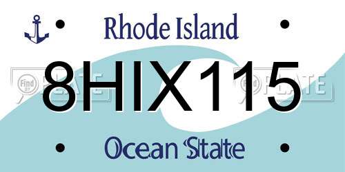 8HIX115 Rhode Island License Plate