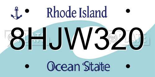 8HJW320 Rhode Island License Plate