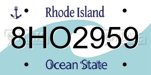 8HO2959 Rhode Island License Plate