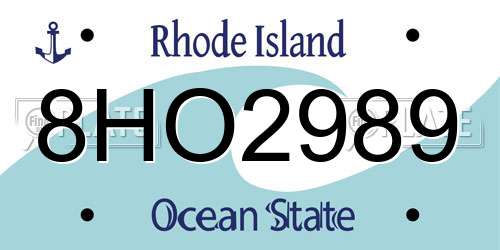 8HO2989 Rhode Island License Plate