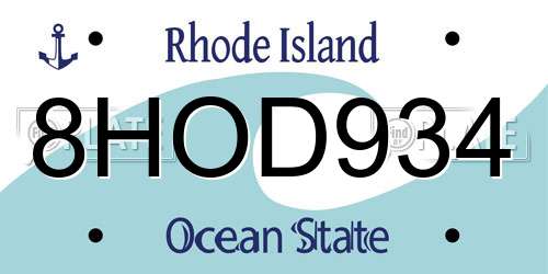8HOD934 Rhode Island License Plate