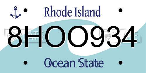 8HOO934 Rhode Island License Plate