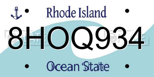 8HOQ934 Rhode Island License Plate