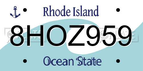 8HOZ959 Rhode Island License Plate