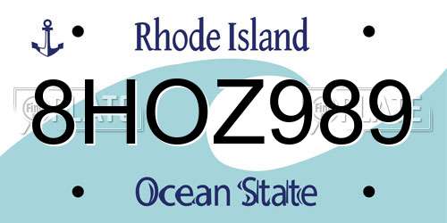 8HOZ989 Rhode Island License Plate