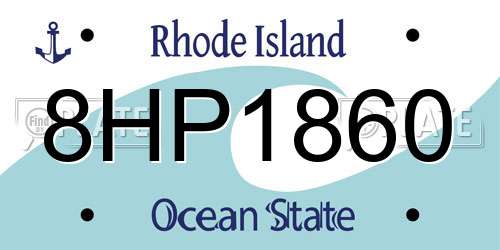 8HP1860 Rhode Island License Plate