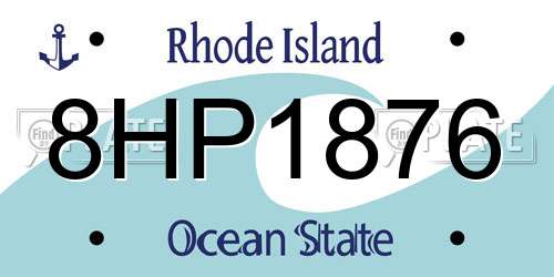 8HP1876 Rhode Island License Plate