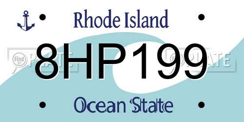 8HP199 Rhode Island License Plate