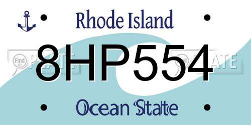 8HP554 Rhode Island License Plate