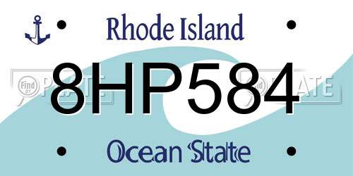 8HP584 Rhode Island License Plate