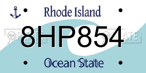 8HP854 Rhode Island License Plate
