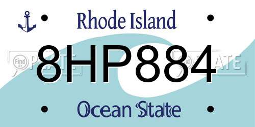 8HP884 Rhode Island License Plate