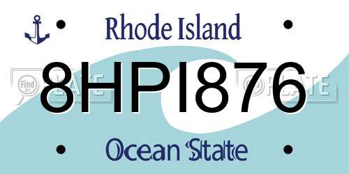 8HPI876 Rhode Island License Plate