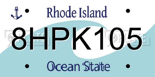 8HPK105 Rhode Island License Plate