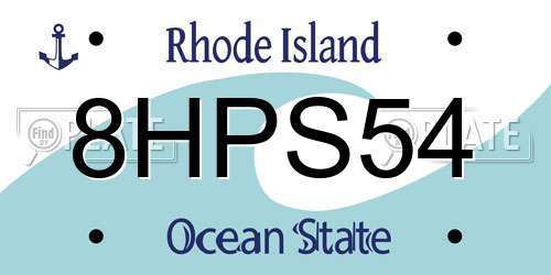 8HPS54 Rhode Island License Plate