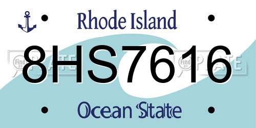8HS7616 Rhode Island License Plate