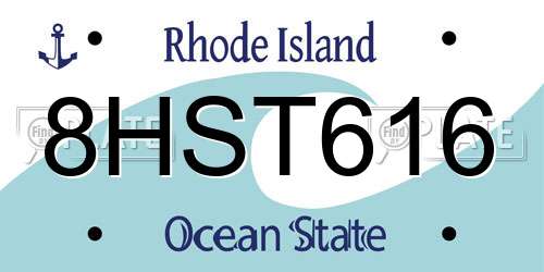 8HST616 Rhode Island License Plate