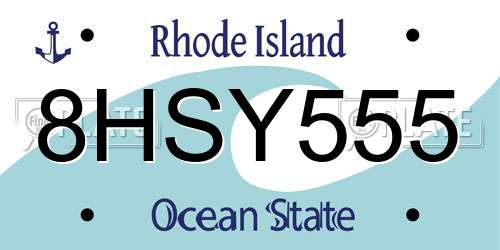 8HSY555 Rhode Island License Plate