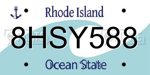 8HSY588 Rhode Island License Plate