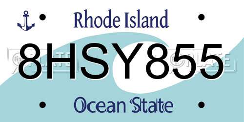 8HSY855 Rhode Island License Plate