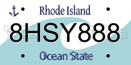 8HSY888 Rhode Island License Plate