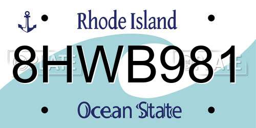 8HWB981 Rhode Island License Plate
