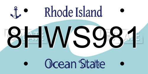 8HWS981 Rhode Island License Plate