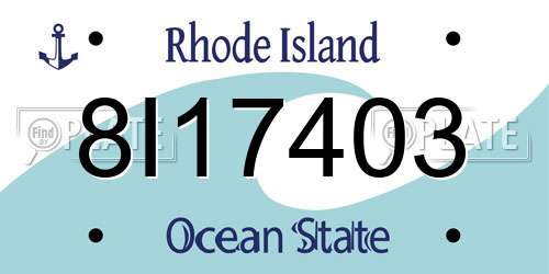 8I17403 Rhode Island License Plate