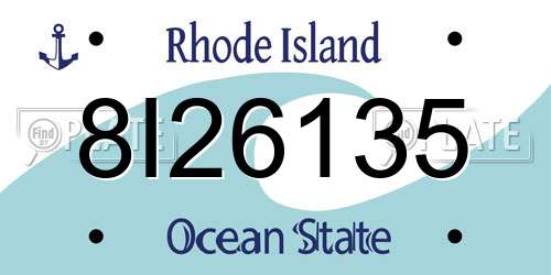 8I26135 Rhode Island License Plate