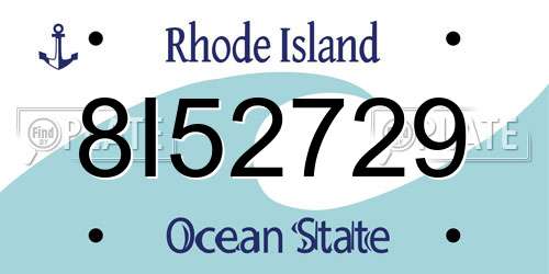 8I52729 Rhode Island License Plate