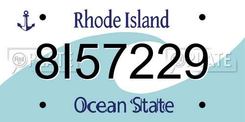 8I57229 Rhode Island License Plate