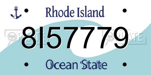 8I57779 Rhode Island License Plate