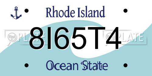 8I65T4 Rhode Island License Plate