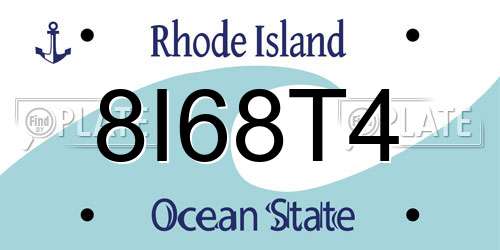 8I68T4 Rhode Island License Plate