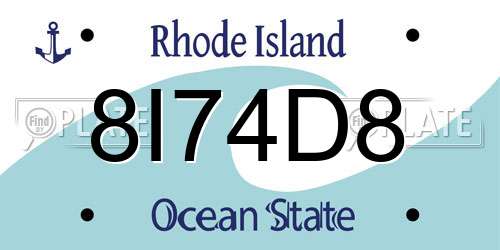 8I74D8 Rhode Island License Plate