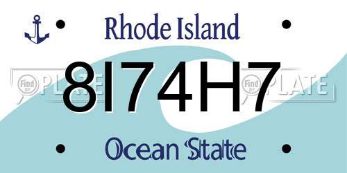8I74H7 Rhode Island License Plate