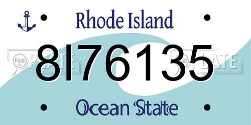 8I76135 Rhode Island License Plate
