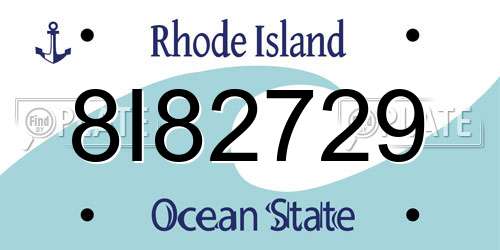 8I82729 Rhode Island License Plate