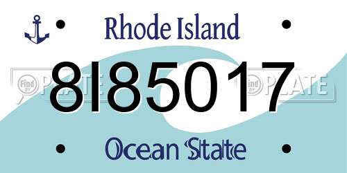 8I85017 Rhode Island License Plate