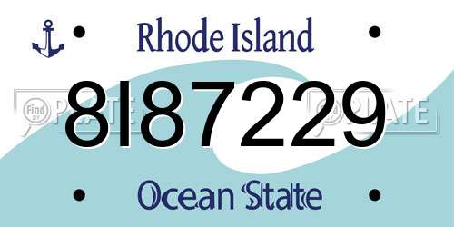 8I87229 Rhode Island License Plate