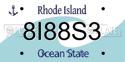 8I88S3 Rhode Island License Plate