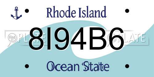 8I94B6 Rhode Island License Plate