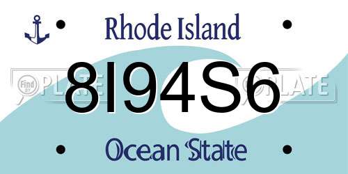8I94S6 Rhode Island License Plate