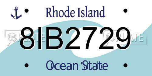 8IB2729 Rhode Island License Plate
