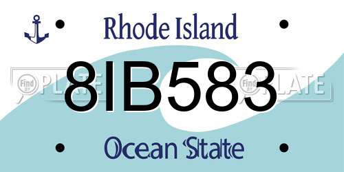 8IB583 Rhode Island License Plate