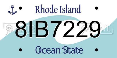 8IB7229 Rhode Island License Plate