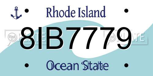 8IB7779 Rhode Island License Plate