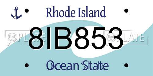 8IB853 Rhode Island License Plate