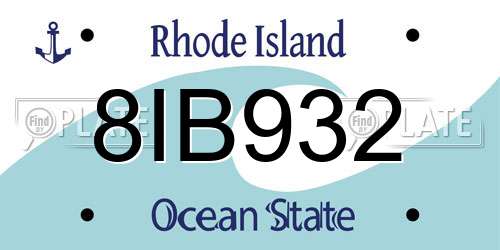 8IB932 Rhode Island License Plate