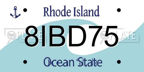 8IBD75 Rhode Island License Plate